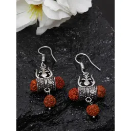 Panash Silver Plated & Brown Oxidized Classic Drop Earrings-picture-11
