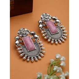 PANASH Silver-Plated Animal Shaped Oxidised Drop Earrings image 1