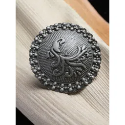 PANASH Silver Plated Oxidized Adjustable Finger Ring-picture-34