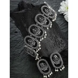 PANASH Silver-Plated Oxidized Antique Temple Jewellery Set-picture-35