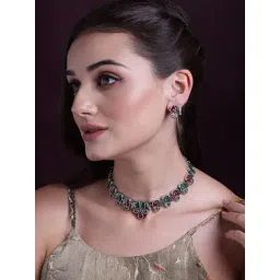 Panash Silver Plated Stone Studded Jewellery Set-picture-27