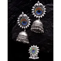 Panash Silver Plating Oxidized Jhumki Earrings-picture-11