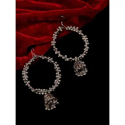 PANASH Silver-Toned Oxidized Contemporary Jhumkas-picture-19