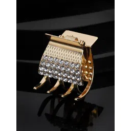 PANASH Women Gold-Toned & White Gold-Plated Stone-Studded Embellished Claw Clip-picture-30