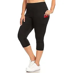 pandawears Women's Reg/Plus Size Pocket Capri - Stretch Fit-picture-17