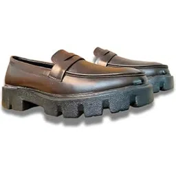 panhai Platform Penny Loafers with Chunky Lug Sole, Brown Leather, Classic Slip-On Design, Size 6-picture-28