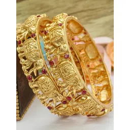 Panini jewels Elephant Designer Ruby Studded Bangles Set-picture-24