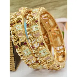 Panini jewels Elephant Designer Ruby Studded Meena Karigari Bangles Set-picture-40
