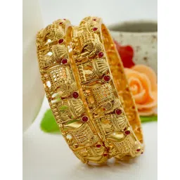 Panini jewels Set of 2 Gold-Plated Stones Elephant Designer Bangles-picture-45