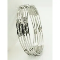 Panini jewels Set Of 2 Silver-Plated Crystal Studded Slim Bangles-picture-35