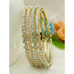 Panini jewels Set of 4 Gold-Plated Crystals Studded Bangles-picture-42