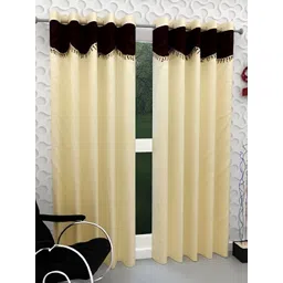 Panipat Textile Hub Beige 2 Pieces Door Curtains-picture-20