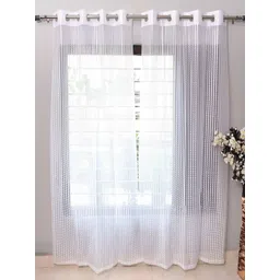 Panipat Textile Hub White 2 Pieces Striped Sheer Long Door Curtain-picture-29