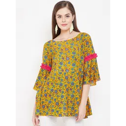 PANIT Women Yellow Printed A-Line Top-picture-39