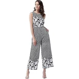 pannkh Women's Printed Monocromatic Jumpsuit Black-picture-10