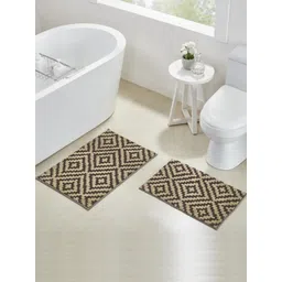 Pano Beige & Brown Patterned 2000 GSM Anti-Skid Bath Rugs-picture-15