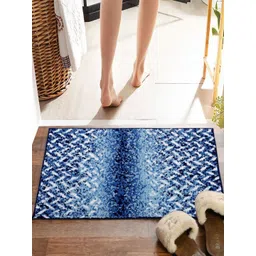 Pano Blue & White Patterned 2000 GSM Anti-Skid Bath Rugs-picture-41