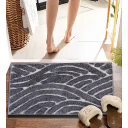 pano Grey Striped MicroFibre 15x10 Inches Antiskid Bath Mats-picture-29