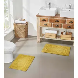 pano Mustard Solid MicroFibre 14x10 Inches Antiskid Bath Mats-picture-24