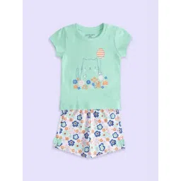Pantaloons Baby Aqua Blue & White Cotton Printed T-Shirt Set-picture-26
