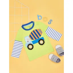 Pantaloons Baby Boys Yellow & White Cotton Printed Full Sleeves T-Shirts-picture-37