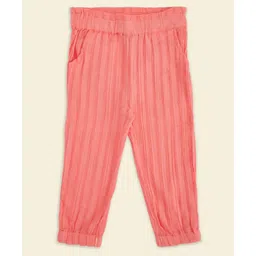 Pantaloons Baby Cotton Full Length Striped Detailed Pants - Peach-picture-17