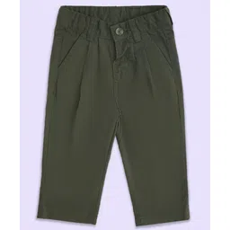 Pantaloons Baby Cotton Solid Trousers - Olive Green-picture-13