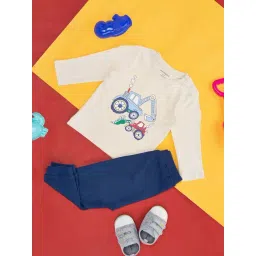 Pantaloons Baby Cream & Navy Cotton Printed Full Sleeves T-Shirt Set-picture-44
