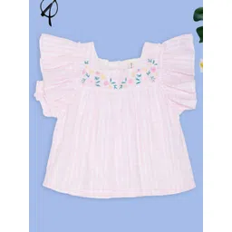 Pantaloons Baby Floral Checked Flared Sleeve Cotton Top-picture-37