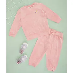 Pantaloons Baby Full Sleeves Unicorn Embroidered Sweatshirt With Coordinating Joggers Set - Pink-picture-12