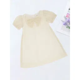 Pantaloons Baby Girls Bow Detail Puff Sleeve A-Line Dress-picture-24