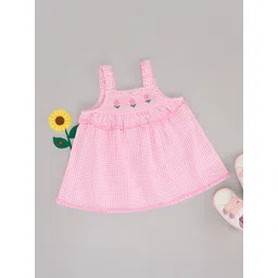 Pantaloons Baby Girls Checked Shoulder Straps Pure Cotton A-Line Top-picture-11