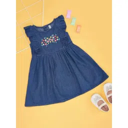 Pantaloons Baby Girls Estate Blue Cotton Solid Casual Dresses-picture-12