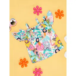 Pantaloons Baby Girls Floral Printed Shoulder Straps Cold-Shoulder Sleeves Pure Cotton Top-picture-17