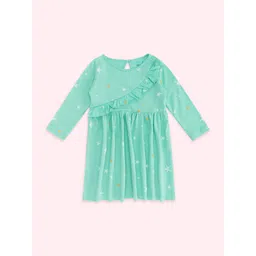 Pantaloons Baby Girls Green Empire Cotton Dress-picture-12