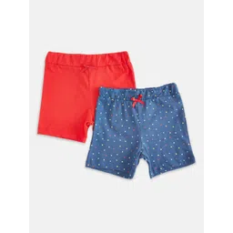 Pantaloons Baby Girls Pack of 2 Red & Blue Printed Shorts-picture-40