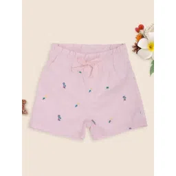 Pantaloons Baby Girls Pink Marshmallow Floral Print Shorts-picture-24