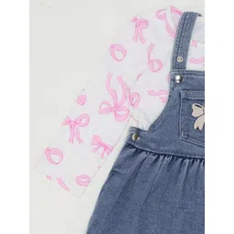 Pantaloons Baby Girls Shoulder Straps Cotton Denim Pinafore Dress With T-shirt image 5