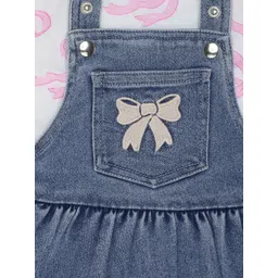 Pantaloons Baby Girls Shoulder Straps Cotton Denim Pinafore Dress With T-shirt image 4