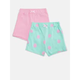 Pantaloons Baby Girls Turquoise Blue & Pink Polka Dots Printed Shorts-picture-20