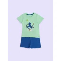 Pantaloons Baby Green & Blue Cotton Printed T-Shirt Set-picture-29