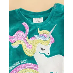 Pantaloons Baby Green Cotton Embellished Full Sleeves Sweatshirt Set image 4