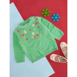 Pantaloons Baby Green Cotton Embroidered Full Sleeves Sweater-picture-25