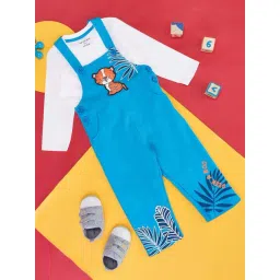 Pantaloons Baby Kids Blue & White Cotton Printed Full Sleeves Dungaree Set-picture-36