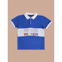Pantaloons Baby Kids Blue & White Cotton Printed Polo T-Shirt-picture-23