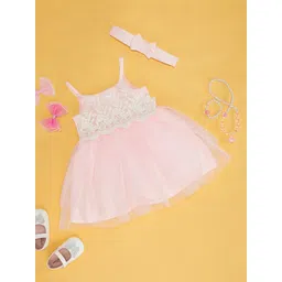 Pantaloons Baby Kids-Girls Self Design Shoulder Straps Lace Inserts Fit & Flare Dress-picture-10