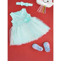 Pantaloons Baby Kids Mint Green Cotton Applique Dress-picture-38