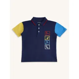Pantaloons Baby Kids Navy Cotton Embroidered Polo T-Shirt-picture-22