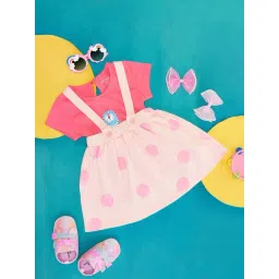 Pantaloons Baby Kids Pink Cotton Printed Dungaree Set-picture-31