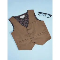 Pantaloons Baby Kids Tan Cotton Regular Fit Waistcoat-picture-20